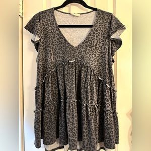 Alter’d State - Tiered Knit Tunic Length Leopard Print Top